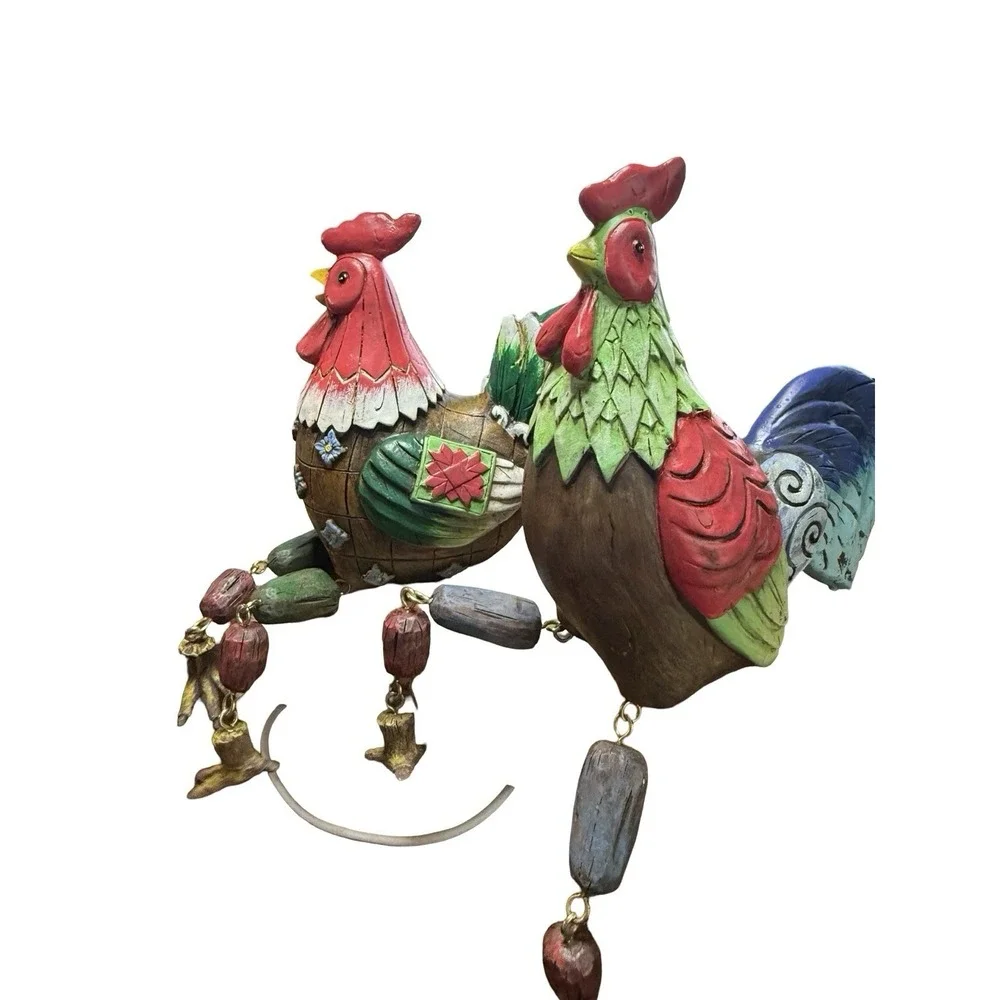 Rooster‎ Shelf Sitter Figurine Farmhouse Decor Dangling Legs Set Of 2
